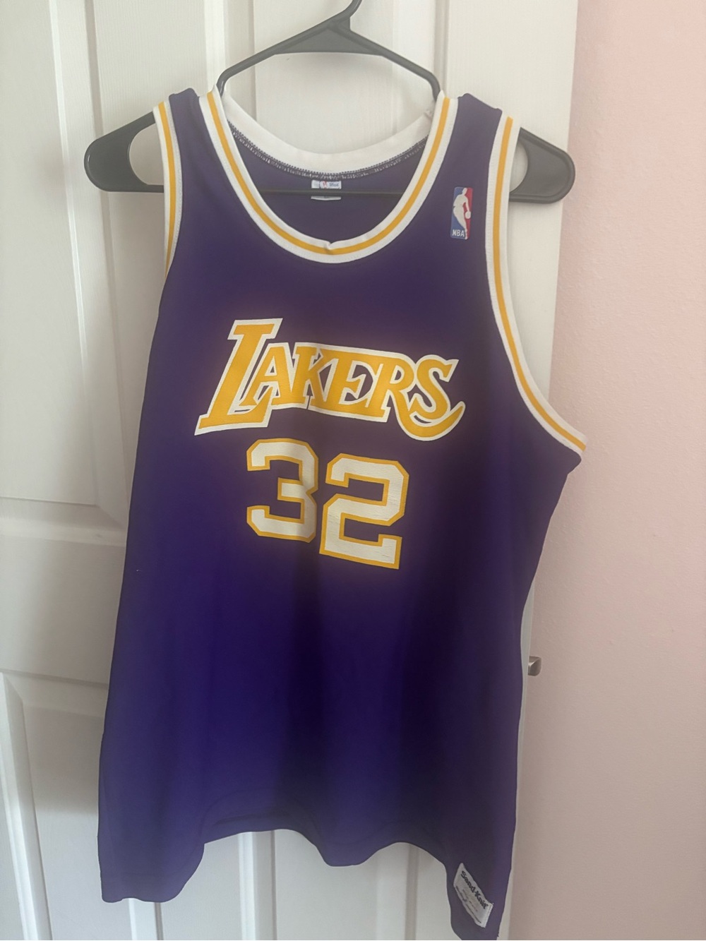 Sand-Knit Magic Johnson #32 Los Angeles Lakers NBA Jersey Men's XL Purple vtg